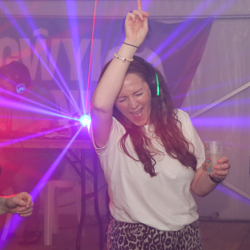 Dancing at the silent disco!