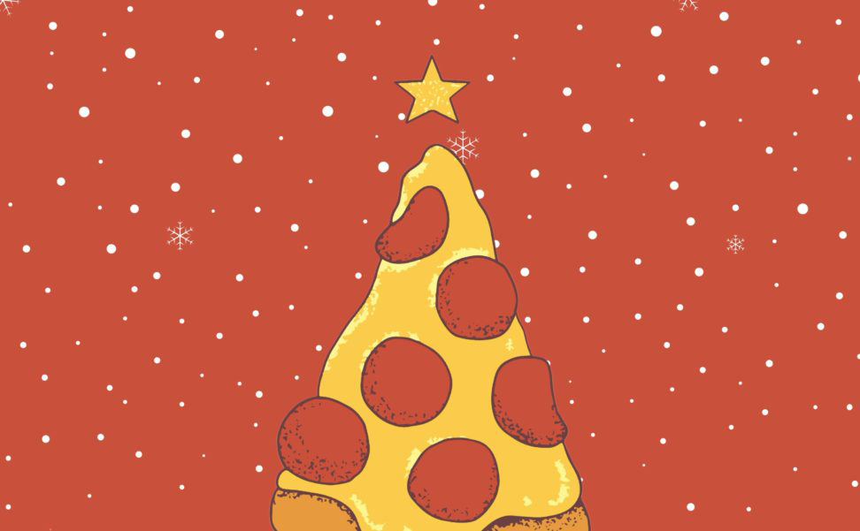 A cartoon image of a pizza with a star on top